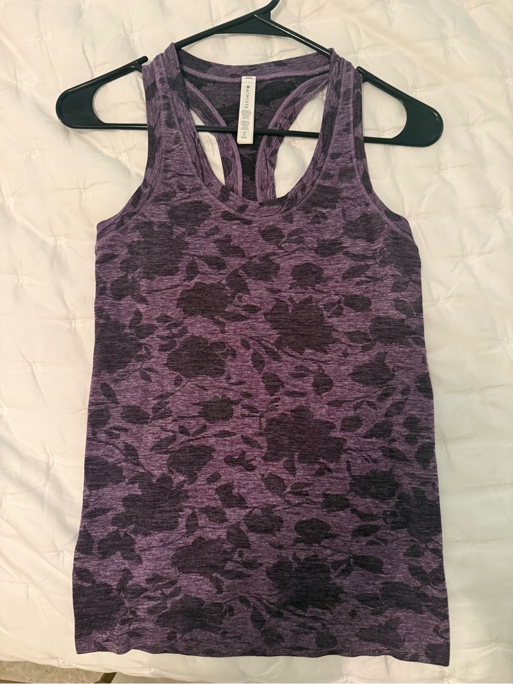 Athleta Purple Heathered Floral Racerback Seamless Tank